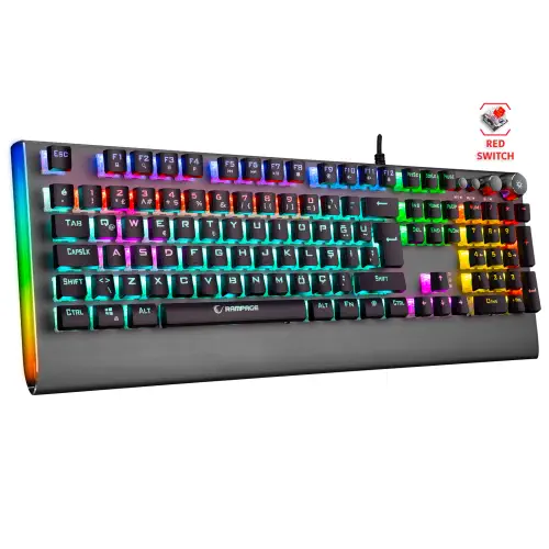 Rampage KB-R210 FAVORY Rainbow Aydınlatmalı Red Switch Mekanik Gaming (Oyuncu) Klavye