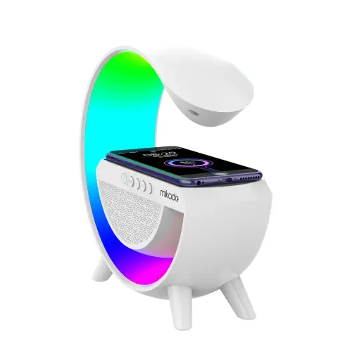 Mikado MD-G111 Beyaz 10W Wireless Şarjlı RGB Işıklı Speaker