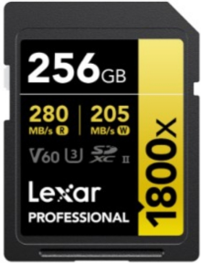 Lexar 256GB LSD1800256G-BNNNG SD Professional 1800X SDXC UHS-II 280/210MB/s SD Hafıza Kartı