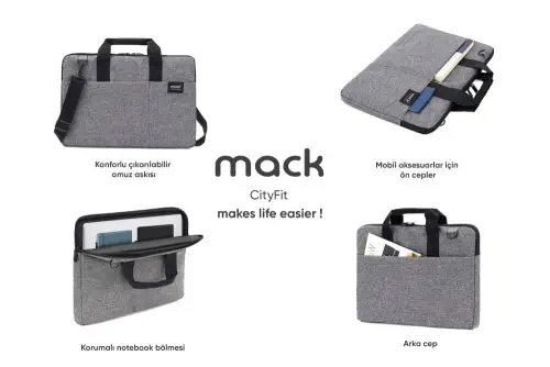 MACK MCC-704 15.6″ City Fit Gri Notebook Çantası