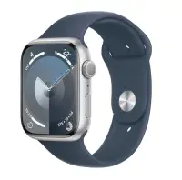 Apple Watch Series 9 GPS 45mm Gümüş Rengi Alüminyum Kasa ve Fırtına Mavisi Spor Kordon - S/M - MR9D3TU/A