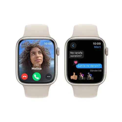 Apple Watch Series 9 GPS 45mm Yıldız Işığı Alüminyum Kasa ve Yıldız Işığı Spor Kordon - S/M - MR963TU/A