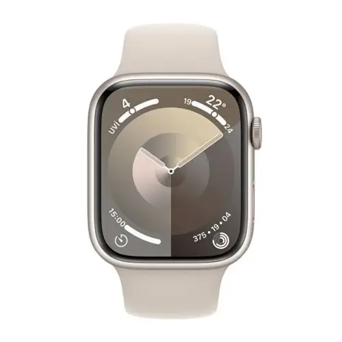 Apple Watch Series 9 GPS 45mm Yıldız Işığı Alüminyum Kasa ve Yıldız Işığı Spor Kordon - M/L - MR973TU/A