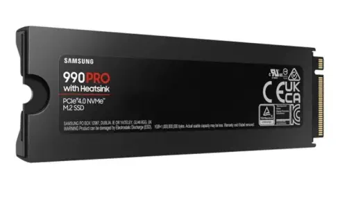 Samsung 990 PRO w/Heatsink MZ-V9P4T0CW 4TB 7450/6900MB/s PCIe NVMe M.2 SSD Disk