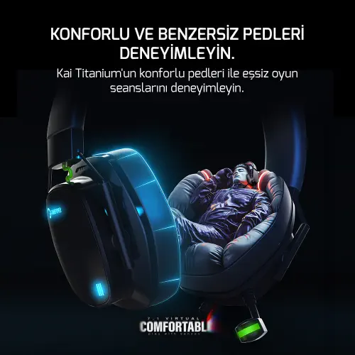 Gamepower Kai Titanium Siyah 7.1 Surround Hi-Fi Manyetik Pad RGB Gaming Kulaklık (2x Cooling Pad Hediyeli)