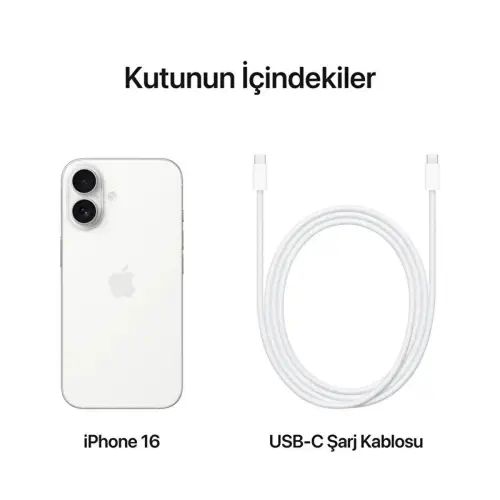 iPhone 16 128GB MYE93TU/A Beyaz Cep Telefonu - Apple Türkiye Garantili