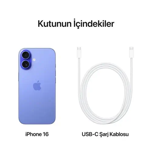 iPhone 16 128GB MYEC3TU/A Laciverttaş Cep Telefonu - Apple Türkiye Garantili