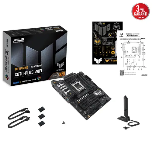 Asus TUF GAMING X870-PLUS WIFI AMD X870 Soket AM5 DDR5 8000+(OC)MHz ATX Gaming (Oyuncu) Anakart