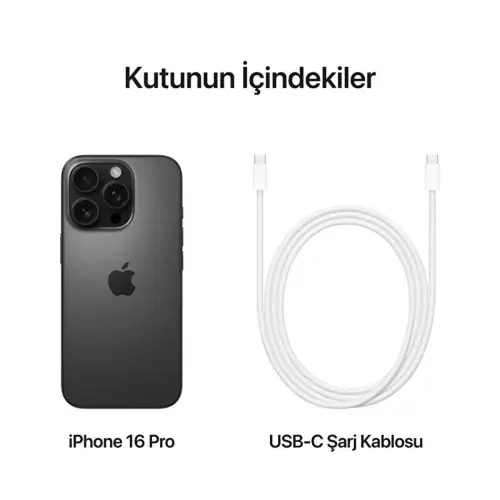 iPhone 16 Pro 128GB MYND3TU/A Siyah Titanyum Cep Telefonu - Apple Türkiye Garantili