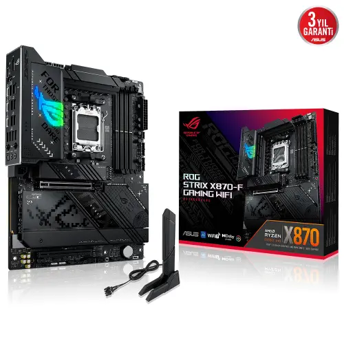 Asus ROG STRIX X870-F GAMING WIFI AMD X870 Soket AM5 DDR5 8000+(OC)MHz ATX Gaming (Oyuncu) Anakart