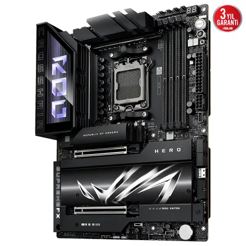 Asus ROG CROSSHAIR X870E HERO AMD X870E Soket AM5 DDR5 8600+(OC)MHz ATX Gaming (Oyuncu) Anakart