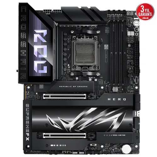 Asus ROG CROSSHAIR X870E HERO AMD X870E Soket AM5 DDR5 8600+(OC)MHz ATX Gaming (Oyuncu) Anakart