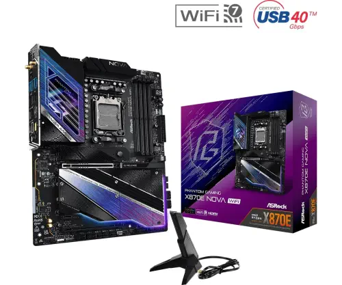 Asrock X870E Nova WiFi AMD X870E Soket AM5 DDR5 8200+(OC)MHz ATX Gaming (Oyuncu) Anakart