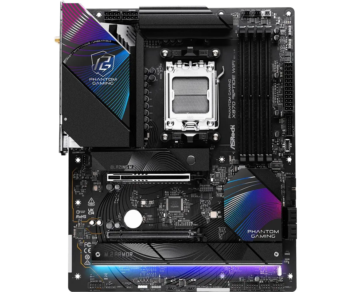 Asrock X870 Riptide WiFi AMD X870 Soket AM5 DDR5 8000+(OC)MHz ATX Gaming (Oyuncu) Anakart