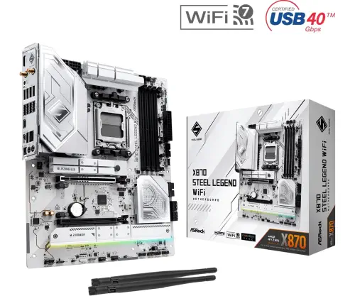 Asrock X870 Steel Legend WiFi AMD X870 Soket AM5 DDR5 8000+(OC)MHz ATX Gaming (Oyuncu) Anakart