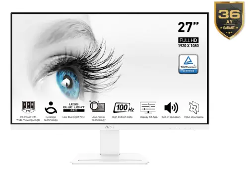 MSI Pro MP273AWDE 27″ 1920x1080 IPS 100Hz Anti-Glare 1ms Full HD Monitör