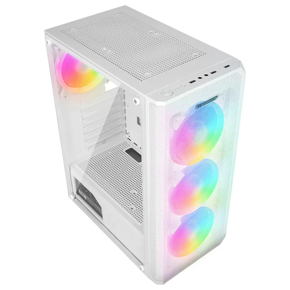 Rampage Helios Mesh 550W 80+ Bronze Beyaz Temperli Cam 4x12cm Rainbow ATX Mid-Tower Gaming (Oyuncu) Kasası