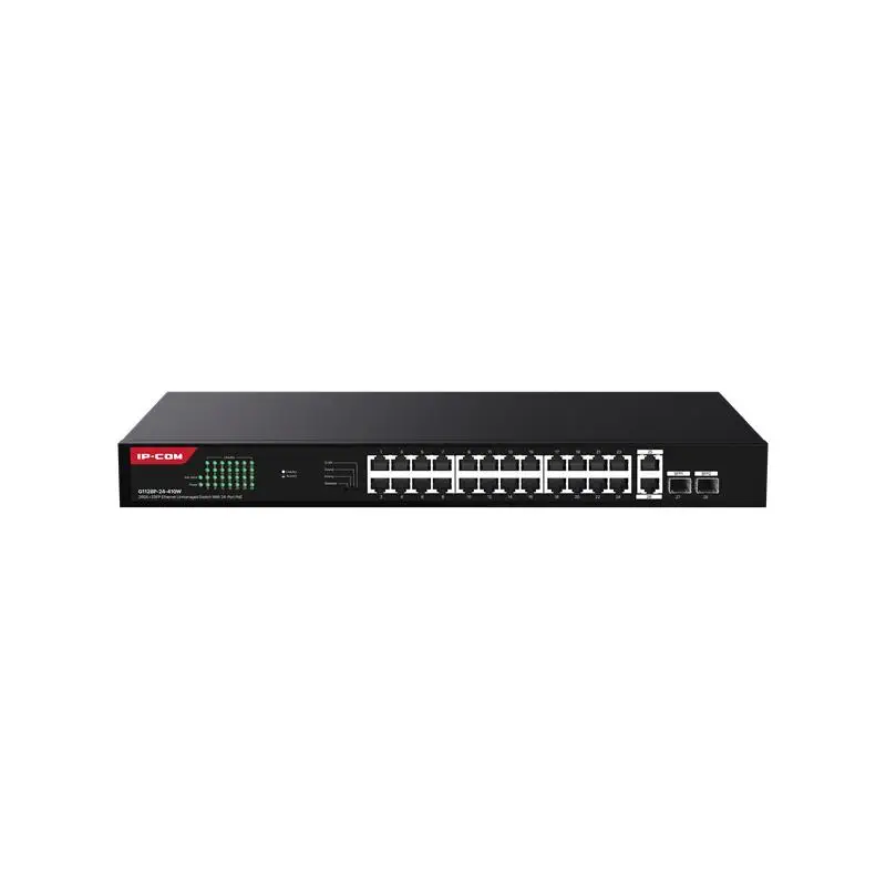 Ip-Com G1128-24-410W 24 Port Gigabit  2XGB RJ45/SFP Uplink 370W PoE Rackmount Switch