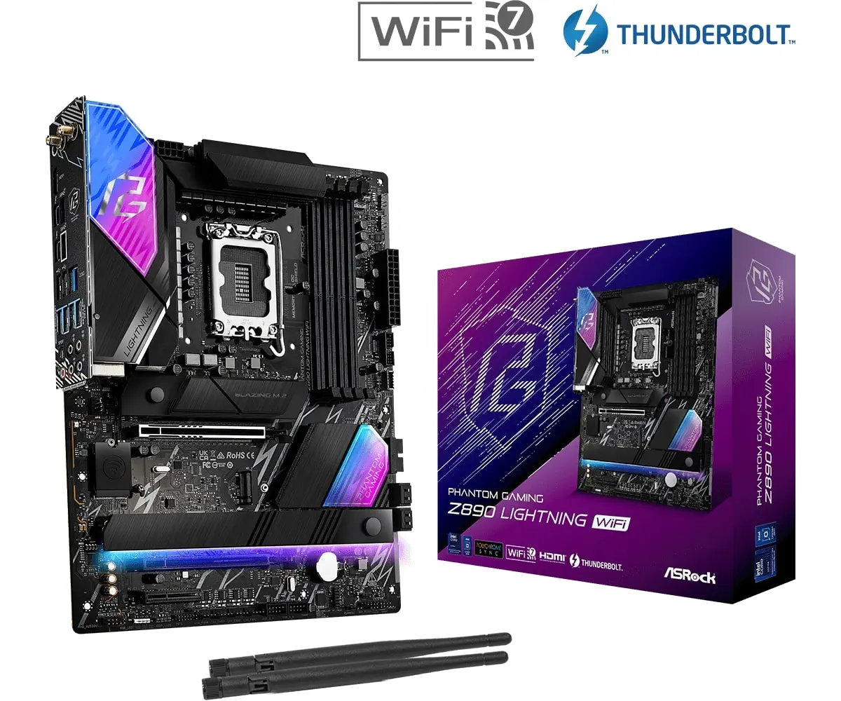 Asrock Z890 Lightning WiFi Intel LGA1851 Z890 DDR5 9066+MHz(OC) ATX Gaming (Oyuncu) Anakart