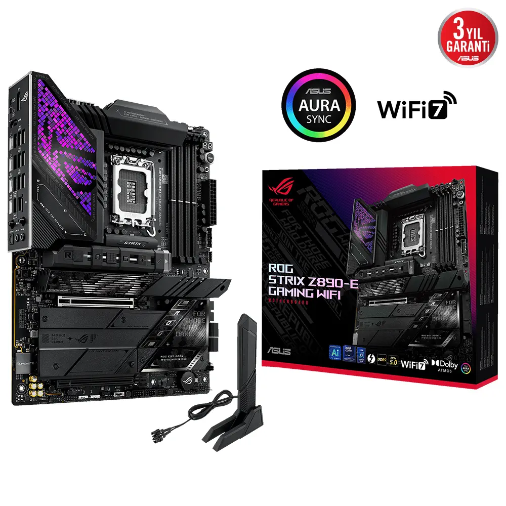 ASUS ROG STRIX Z890-E GAMING WIFI Intel LGA1851 Z890 DDR5 8800+MHz(OC) ATX Gaming (Oyuncu) Anakart