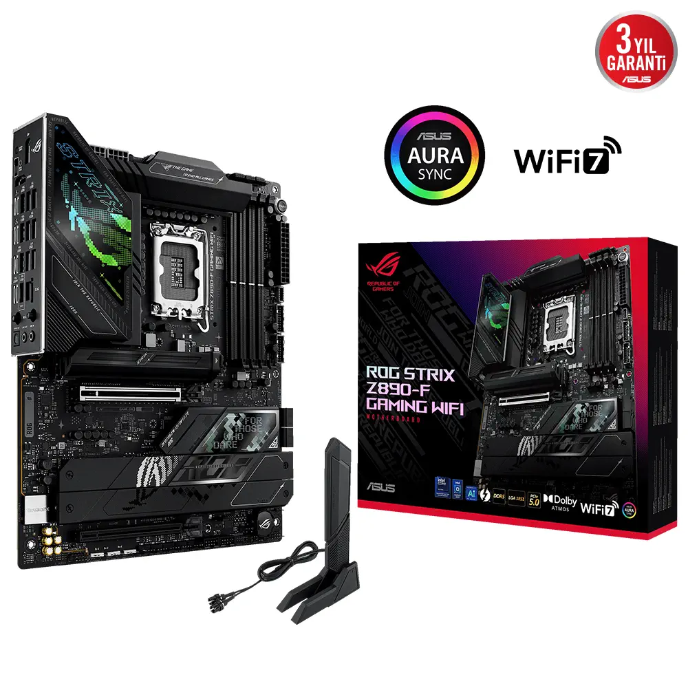 ASUS ROG STRIX Z890-F GAMING WIFI Intel LGA1851 Z890 DDR5 8800+MHz(OC) ATX Gaming (Oyuncu) Anakart