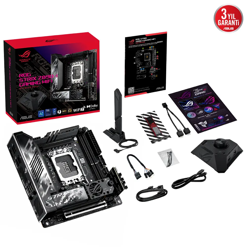 ASUS ROG STRIX Z890-I GAMING WIFI Intel LGA1851 Z890 DDR5 8800+MHz(OC) Mini ITX Gaming (Oyuncu) Anakart