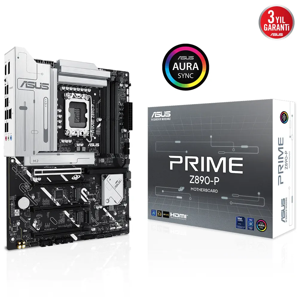 ASUS PRIME Z890-P Intel LGA1851 Z890 DDR5 8400+MHz(OC) ATX Gaming (Oyuncu) Anakart