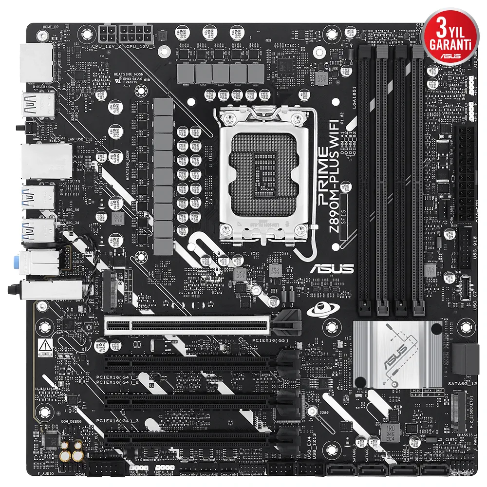 ASUS PRIME Z890M-PLUS WIFI Intel LGA1851 Z890 DDR5 8400+MHz(OC) ATX Gaming (Oyuncu) Anakart