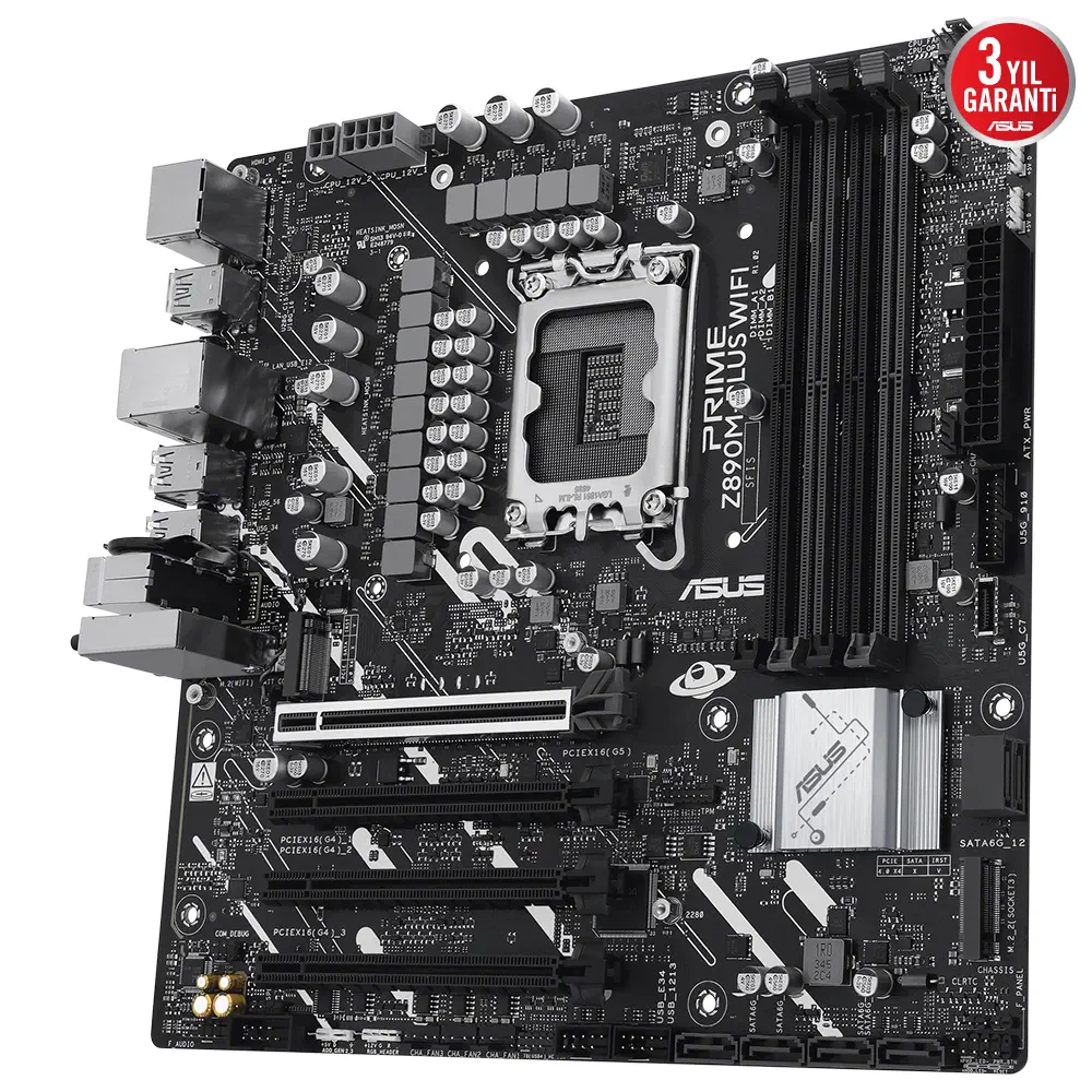 ASUS PRIME Z890M-PLUS WIFI Intel LGA1851 Z890 DDR5 8400+MHz(OC) ATX Gaming (Oyuncu) Anakart