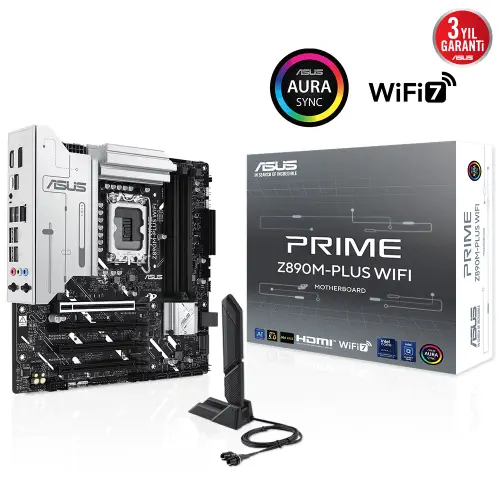 ASUS PRIME Z890M-PLUS WIFI Intel LGA1851 Z890 DDR5 8400+MHz(OC) ATX Gaming (Oyuncu) Anakart