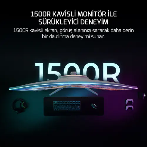 GamePower Vivid T50 27″ 1500R Curved RGB Beyaz 200Hz 0.5ms FHD 2x2W Speaker VA Gaming Monitör (Sıfır Ölü Piksel Garantili)