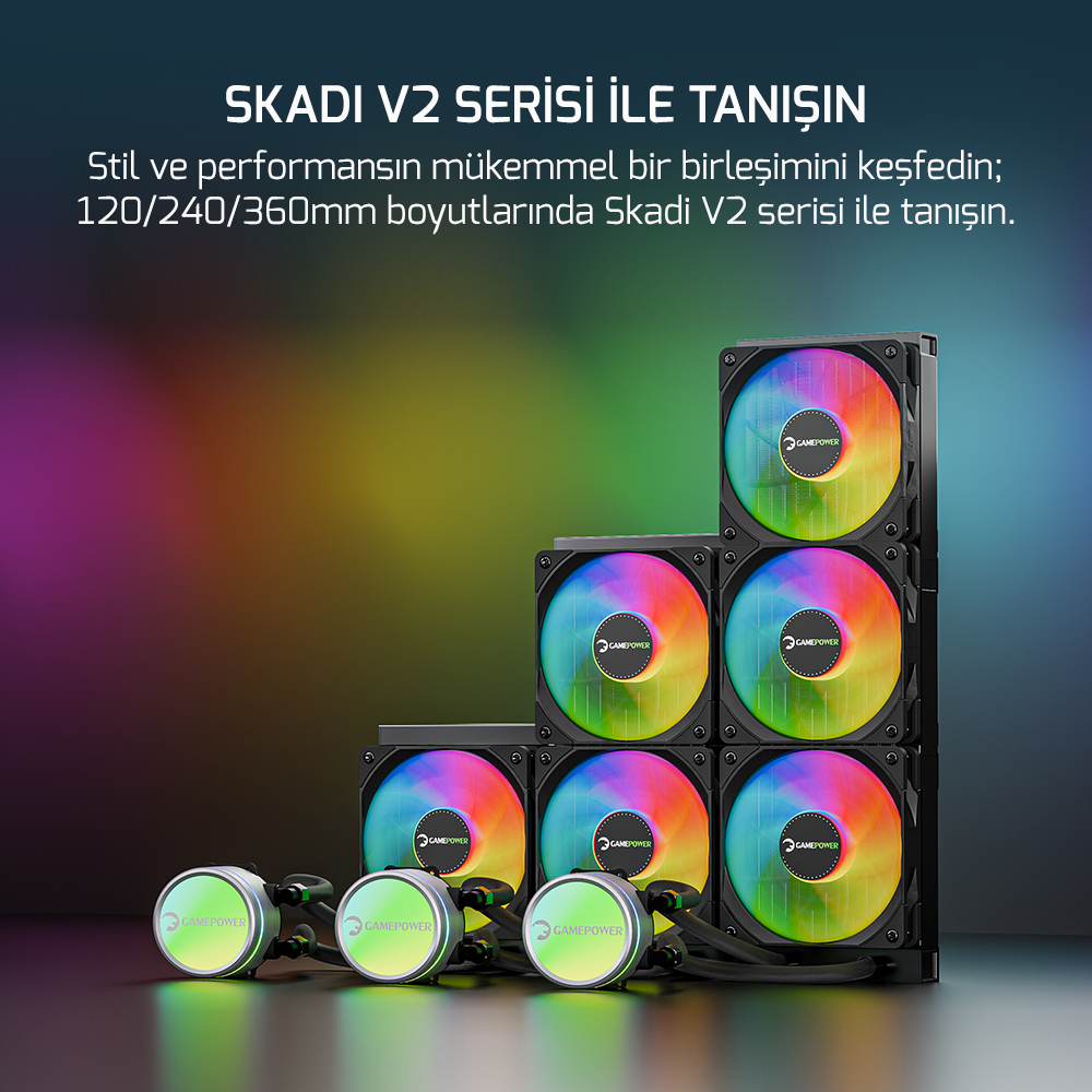 GamePower Skadi V2 240 ARGB 240mm Sıvı İşlemci Soğutucusu AM5 ve LGA1700 Uyumlu