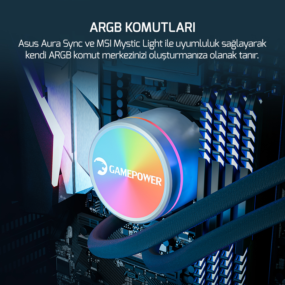 GamePower Skadi V2 240 ARGB 240mm Sıvı İşlemci Soğutucusu AM5 ve LGA1700 Uyumlu