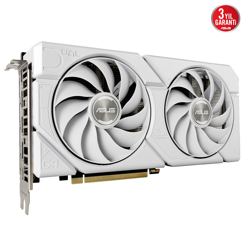 ASUS Dual GeForce RTX 4070 SUPER EVO White OC Edition 12GB GDDR6X 192Bit DX12 DLSS 3 Gaming (Oyuncu) Ekran Kartı