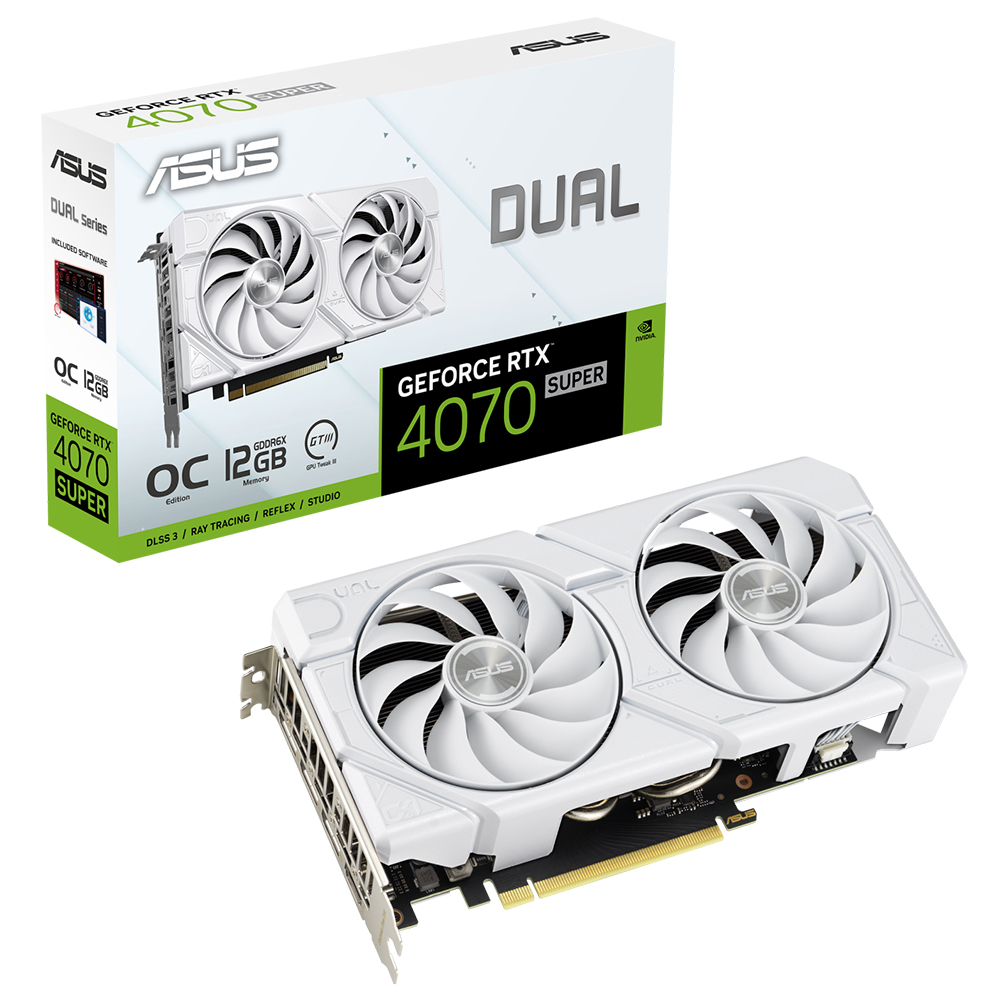 ASUS Dual GeForce RTX 4070 SUPER EVO White OC Edition 12GB GDDR6X 192Bit DX12 DLSS 3 Gaming (Oyuncu) Ekran Kartı