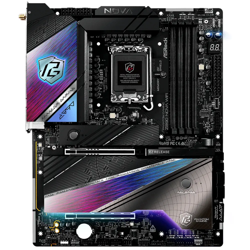 Asrock PHANTOM GAMING Z890 Nova WiFi LGA1851 DDR5  9600MHz+(OC) ATX Gaming (Oyuncu) Anakart