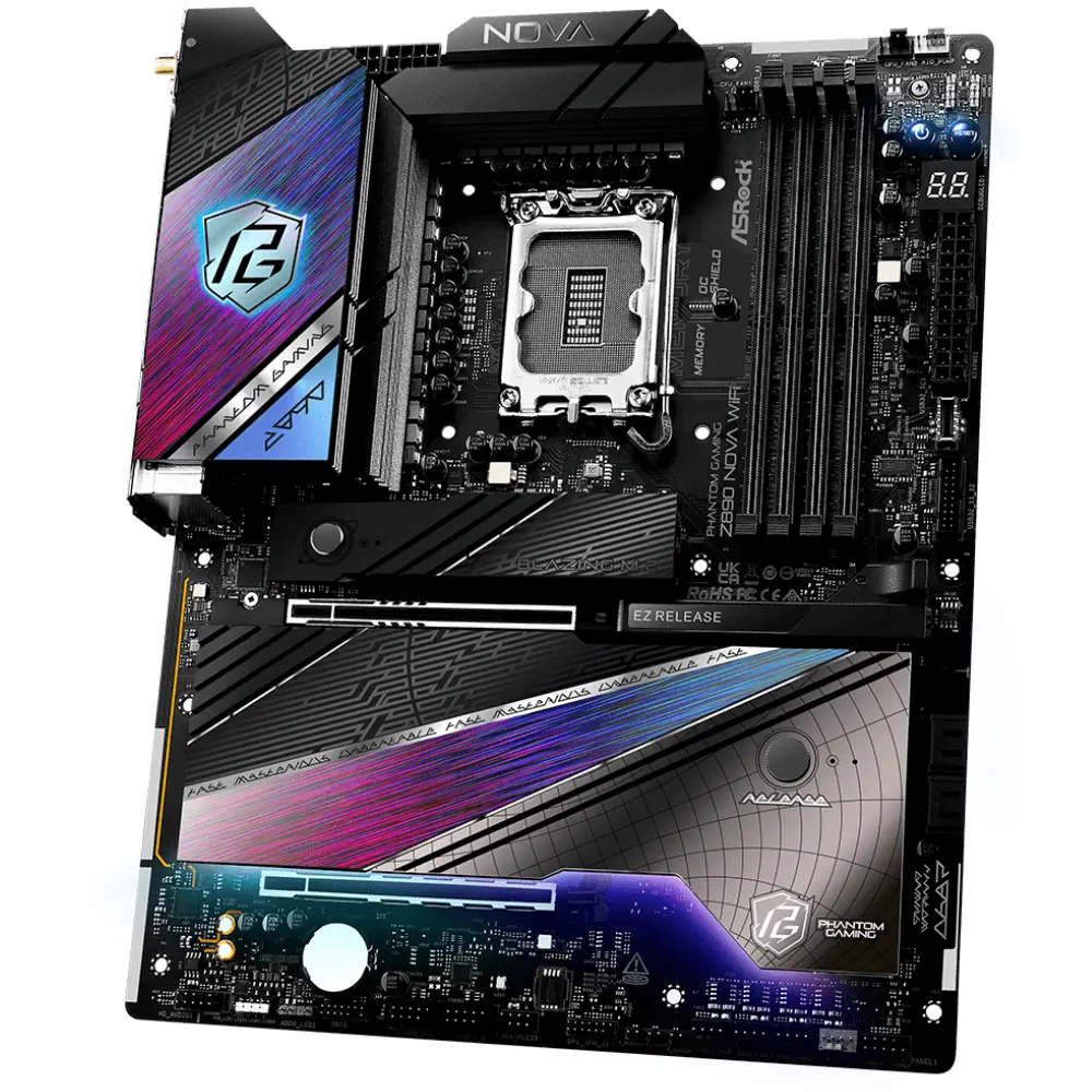 Asrock PHANTOM GAMING Z890 Nova WiFi LGA1851 DDR5  9600MHz+(OC) ATX Gaming (Oyuncu) Anakart