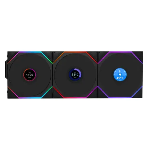 Lian Li UNI FAN TL WIRELESS LCD 3x120mm Siyah Kasa Fanı (G99.12TLLCD1W3B.00)