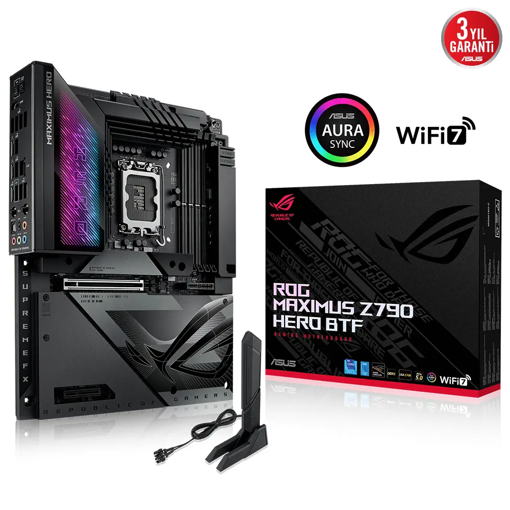 ASUS ROG Maximus Z790 Hero BTF Intel Z790 Soket LGA1700 DDR5 8000(OC)MHz ATX Gaming (Oyuncu) Anakart 