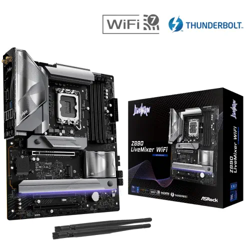 Asrock Z890 LiveMixer WiFi LGA1851 DDR5 9466MHz+(OC) ATX Gaming (Oyuncu) Anakart