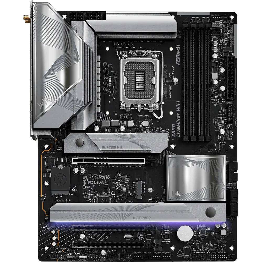 Asrock Z890 LiveMixer WiFi LGA1851 DDR5 9466MHz+(OC) ATX Gaming (Oyuncu) Anakart