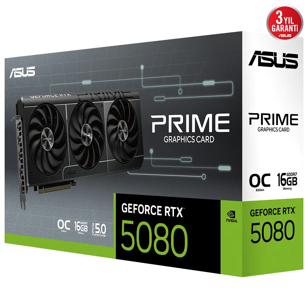 ASUS PRIME GeForce RTX 5080 PRIME-RTX5080-O16G 16GB GDDR7 OC Edition 256 Bit Gaming (Oyuncu) Ekran Kartı