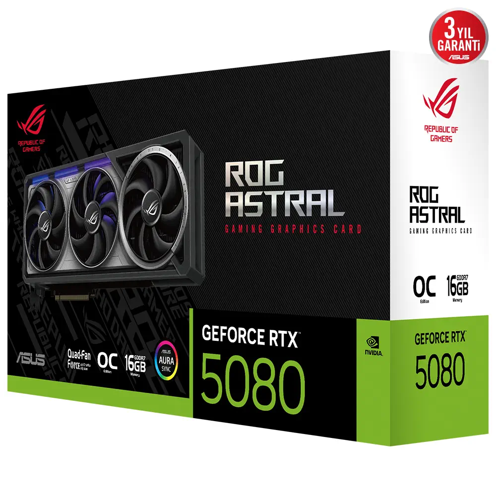 ASUS ROG Astral GeForce RTX 5080 ROG-ASTRAL-RTX5080-O16G-GAMING 16GB GDDR7 OC Edition 256 Bit Gaming (Oyuncu) Ekran Kartı