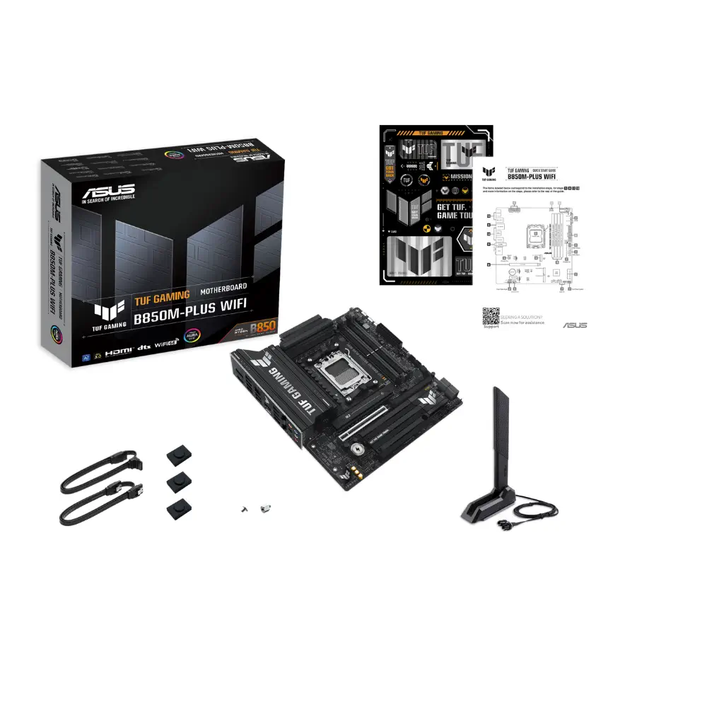 ASUS TUF GAMING B850M-PLUS WIFI AMD B850 Soket AM5 DDR5 8000+(OC)MHz mATX Gaming (Oyuncu) Anakart