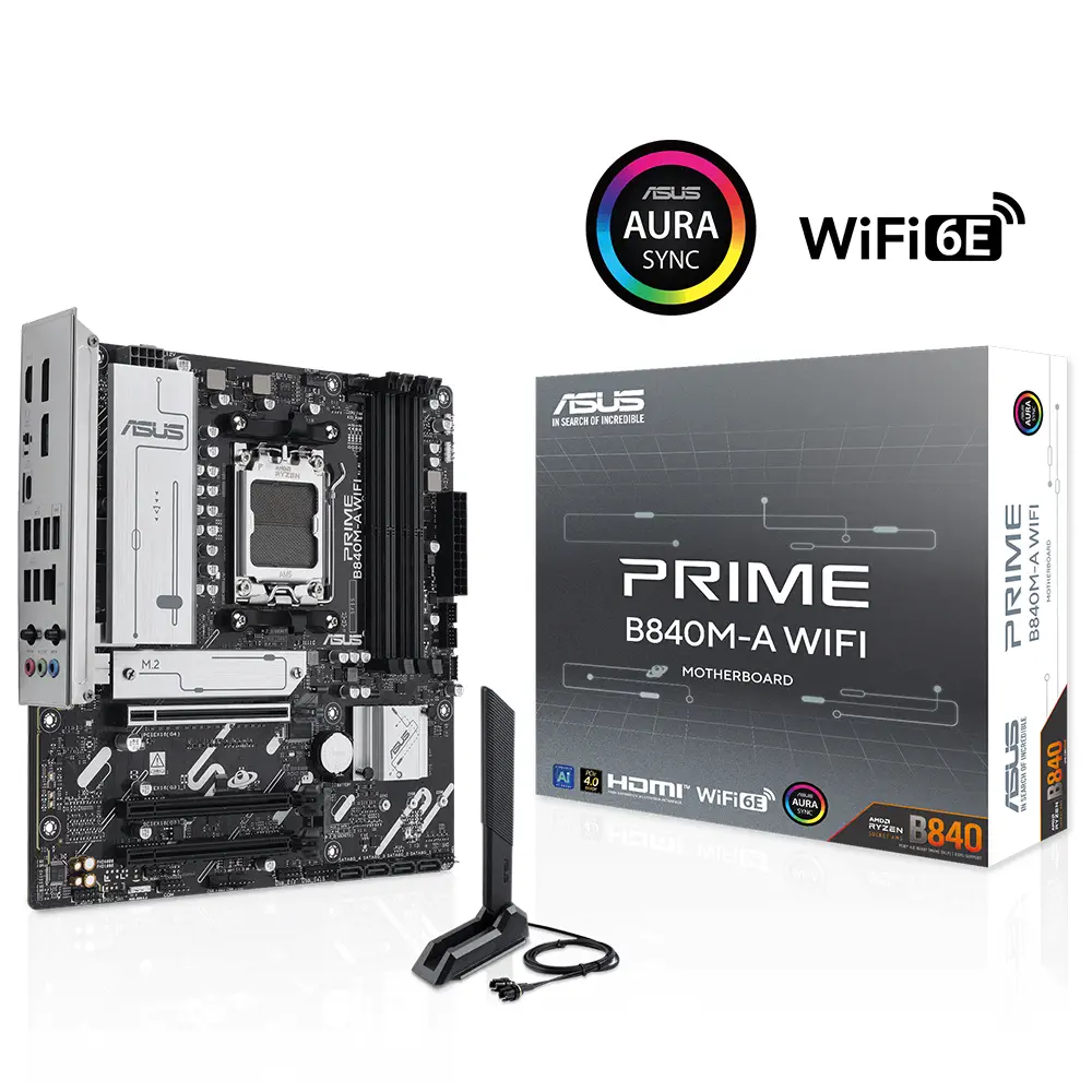 ASUS Prime B840M-A WIFI AMD B840 Soket AM5 DDR5 7600+(OC)MHz mATX Gaming (Oyuncu) Anakart