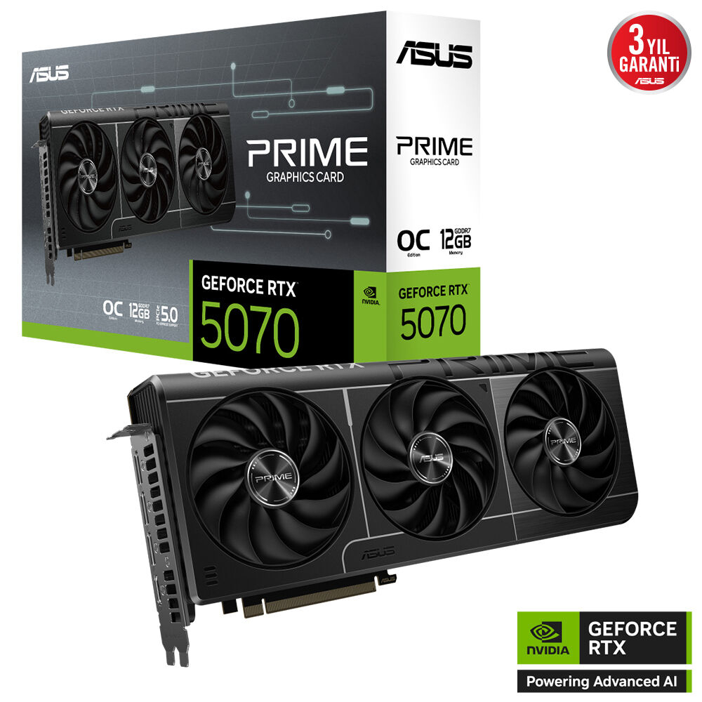 ASUS PRIME GeForce RTX 5070 PRIME-RTX5070-O12G 12GB GDDR7 OC Edition 192 Bit Gaming (Oyuncu) Ekran Kartı