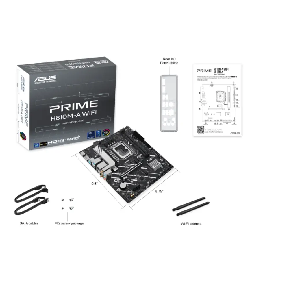 ASUS Prime H810M-A WIFI Intel H810 Soket 1851 DDR5 6400MHz mATX Gaming (Oyuncu) Anakart