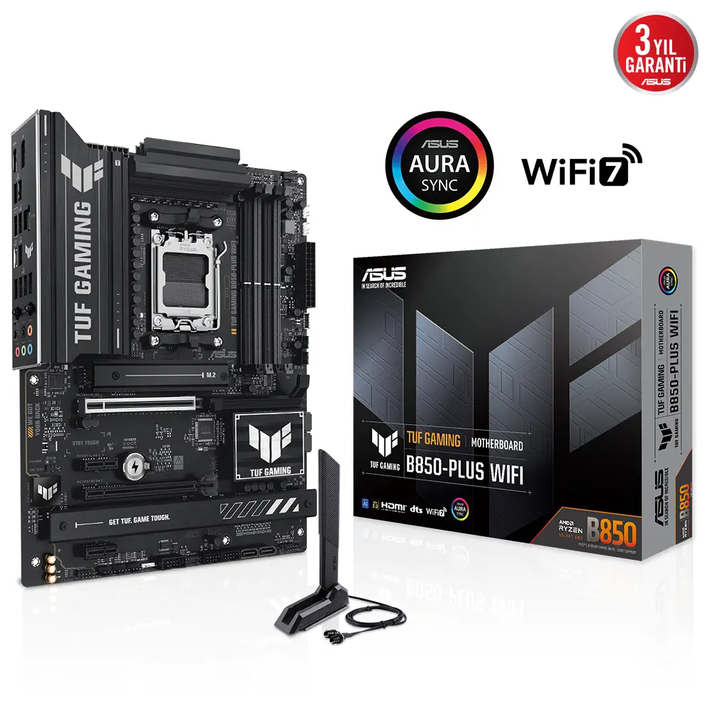 ASUS TUF GAMING B850-PLUS WIFI AMD B850 Soket AM5 DDR5 8000+(OC)MHz ATX Gaming (Oyuncu) Anakart