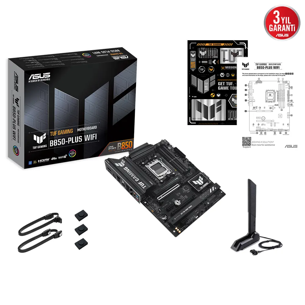 ASUS TUF GAMING B850-PLUS WIFI AMD B850 Soket AM5 DDR5 8000+(OC)MHz ATX Gaming (Oyuncu) Anakart