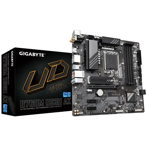 Gigabyte B760M-DS3H-AX-DDR5 Intel B760 Soket 1700 DDR5 7600MHz (OC) mATX Gaming (Oyuncu) Anakart